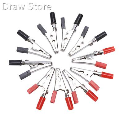 SODIAL(R) 10 Pcs 50mm Plastic Handle Test Probe Metal Alliga