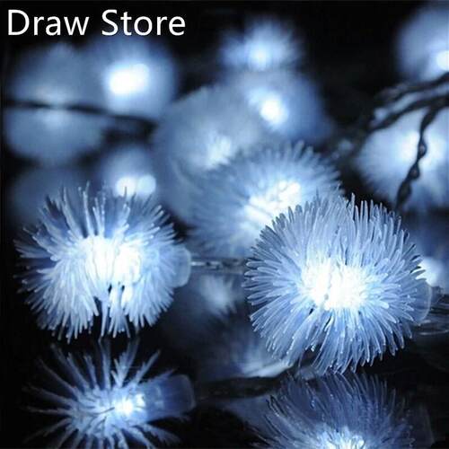 1.5M 10Leds LED Snow Pompon Fairy String Light For Christmas