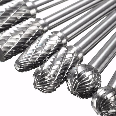 8pcs 1/4 Inch Shank Double Cut Carbide Rotary Burrs Drill Di