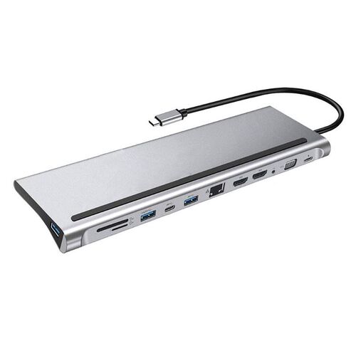 12-In-1 USB Type-C Hub to Dual -HDMI-compatible Rj45 Multi U