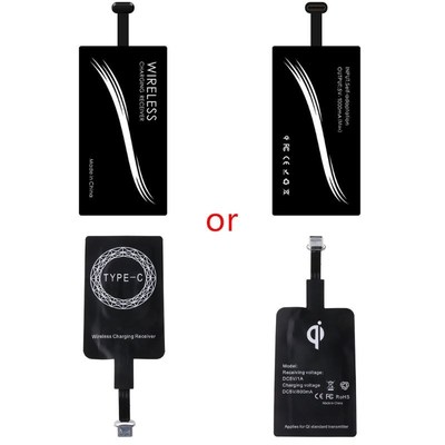 QI Wireless Charger+USB Type-C Sticker charge Receiver for l