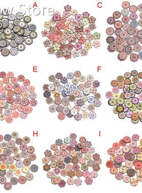 50pcs/set Mixed Painting Wooden Buttons 适用于 Crafts Scrapb