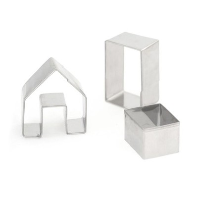 3Pcs Christmas Gingerbread House Biscuit Cutter Set Stainles