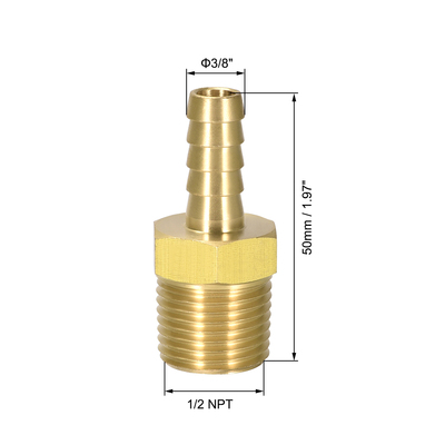 3pcs Brass Barb Hose Fitting Connector Adapter 3/8inch Barbe
