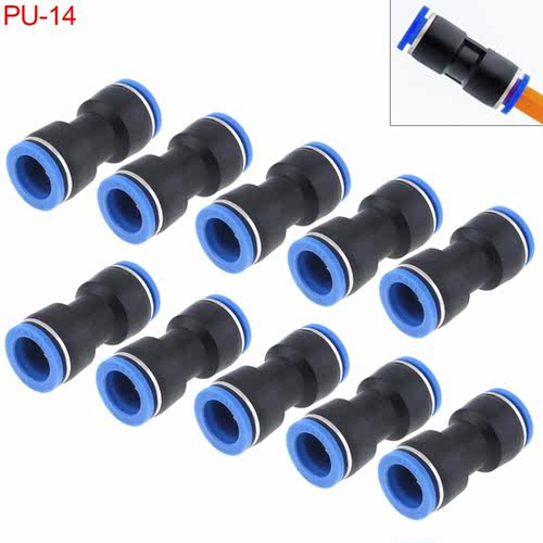 10pcs/lot 14MM  PU-14 Plastic Straight Through Quick  Connec