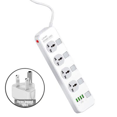 4 USB Power Strip Independent Switch Universal Socket for Ph