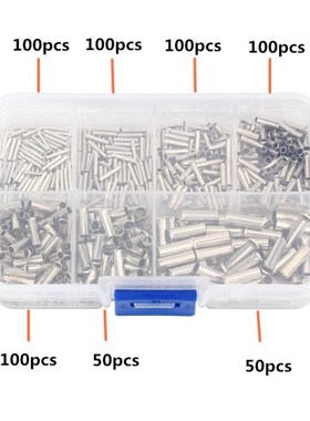 600Pcs 0.5-6.0mm2 Uninsulated Copper Terminal Bootlace Ferru