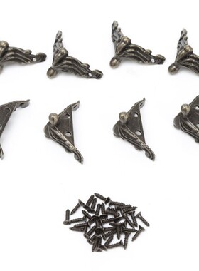 8xDecorative Antique Bronze Jewelry Gift Box Wood Case Feet