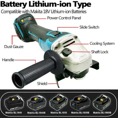 125/100mm Brushless Electric Angle Grinder Machine Home DIY