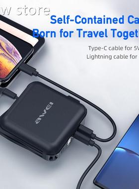 AWEI P418K Poeir Bank 15000mAh Wwsth Phone Charging Cable 4