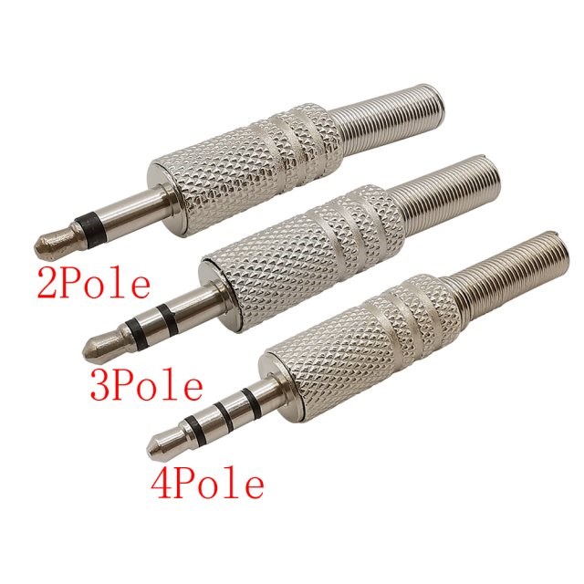 1Pcs Metal Solder Type 3.5mm 2/3/4 Pole Audio Plug Headphone