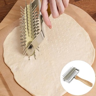 Pizza Pie Pastry Dough Puncher Cookies Needle Roller Pitter