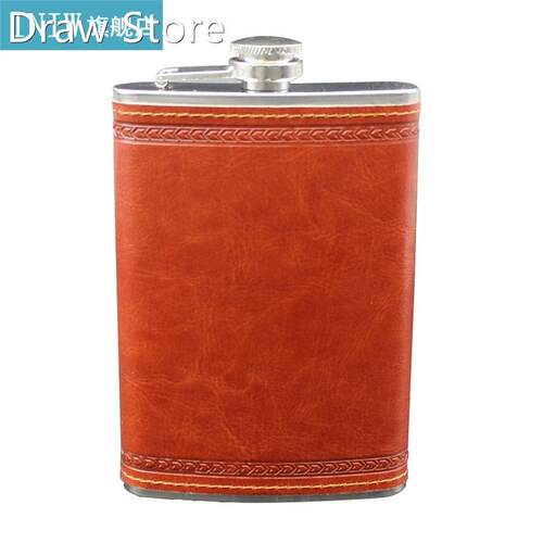 9 OZ Hip Flask Leather Covered New Portable Stainless Steel