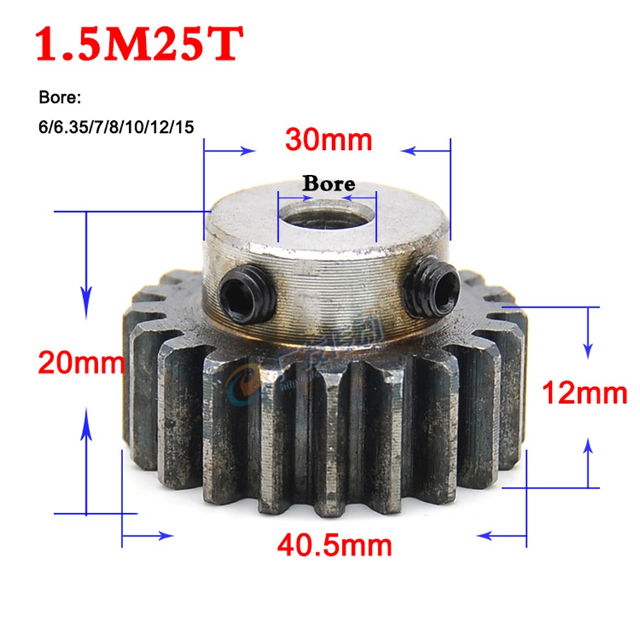 1.5 Modulus 25 Teeth Bore 8mm Spur Gear 45# Steel Module 1.5
