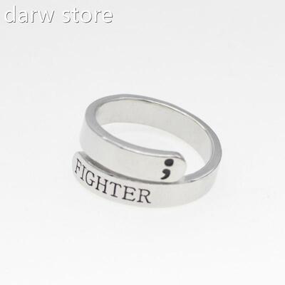 Fashion Semicolon Ring Jewelery Mntl He1alth Anwareess aFigh