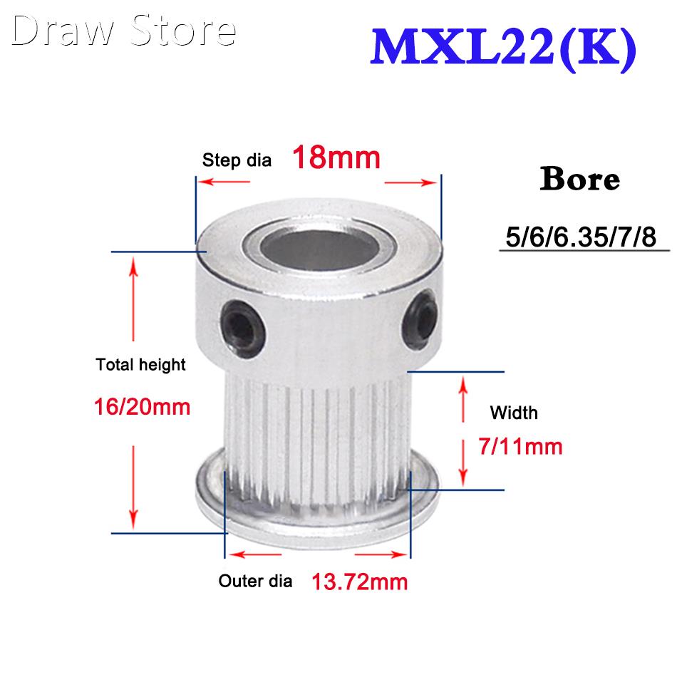 1Pcs MXL 22 Tooth - 25 Tooth Convex Synchronous Wheel Timing