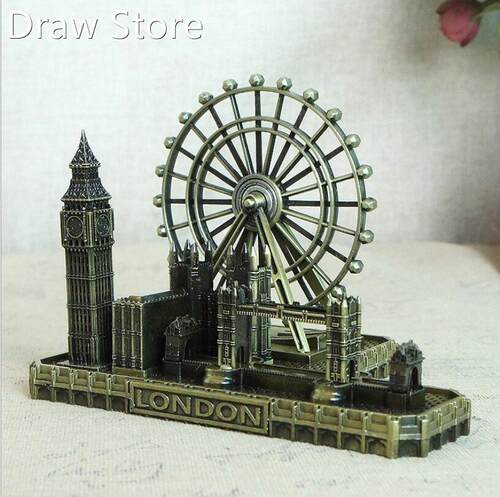 Vintage Paris London Bridge Big Ben Building Model Ferris W