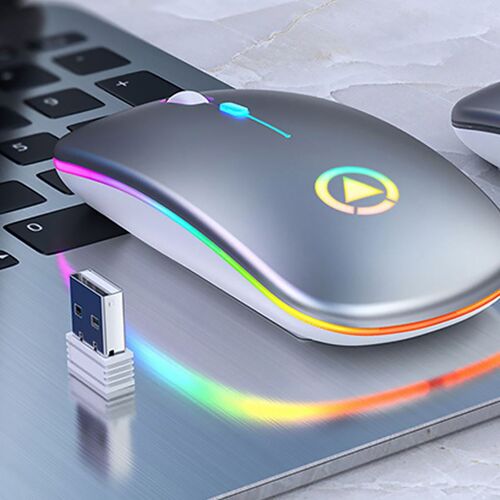 Wireless Mouse LED Backlit Rechargeable USB Receiver Ergonom