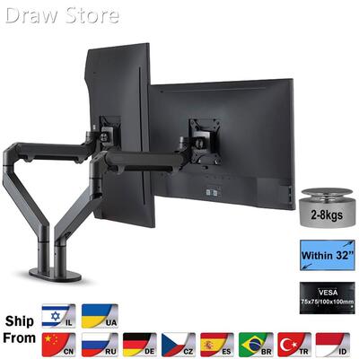 OZ-2 Dual Arm Monitor Mount Desk Stand Full Motion Aluminum