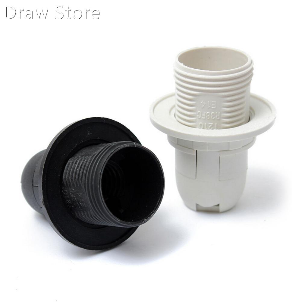 E14 Lamp Bulb Holder Edison Screw Cap Socket White/Black Pen