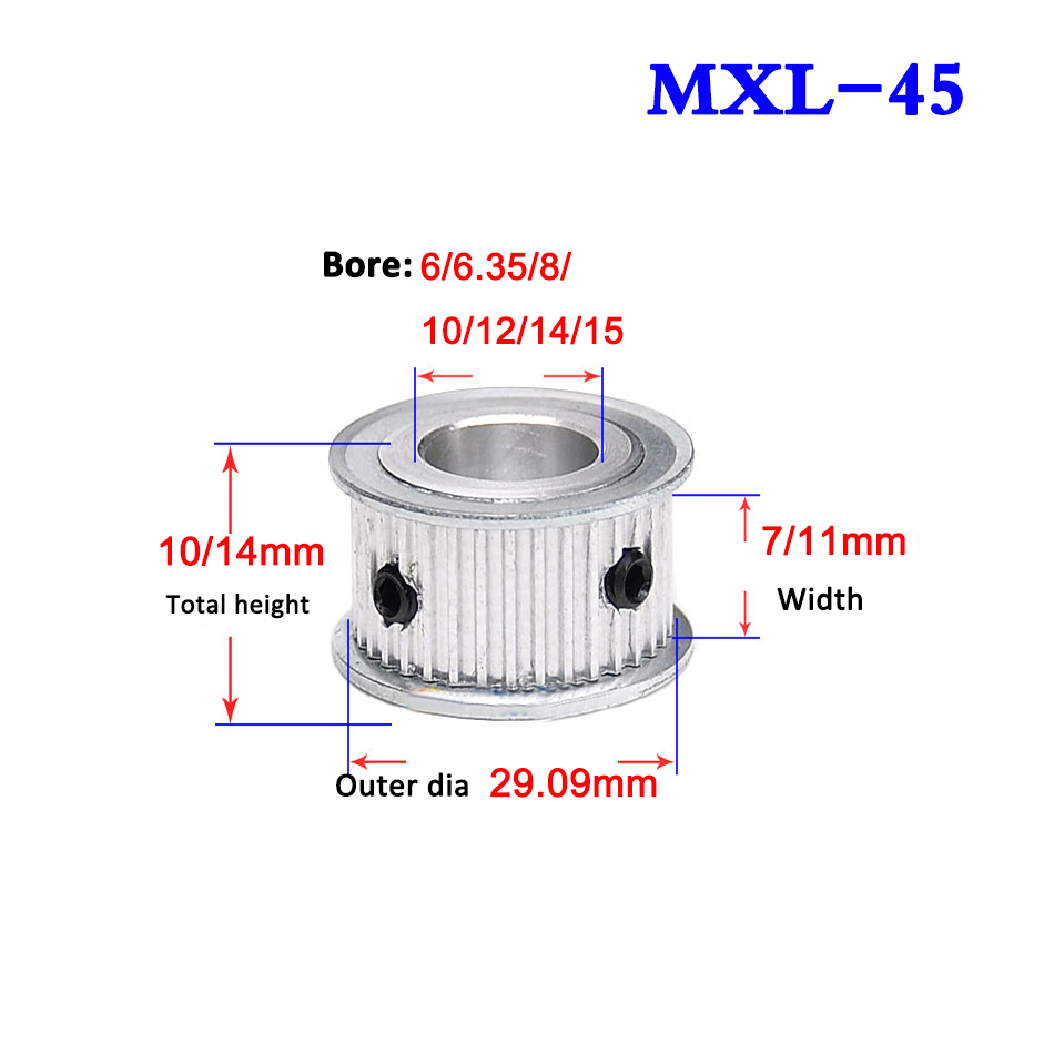 1Pcs MXL 45 Tooth To 60 Tooth Synchronous Wheel Timing Pulle