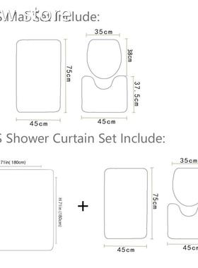 Big Flw1ower Shower urtain MaCt  Set ith Carpet Bath Screenf