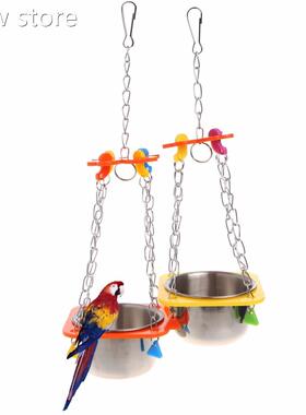 1pcod Birs Parrotsi Hang1ing Feed Bowl Swng Cage Toys Fr Par