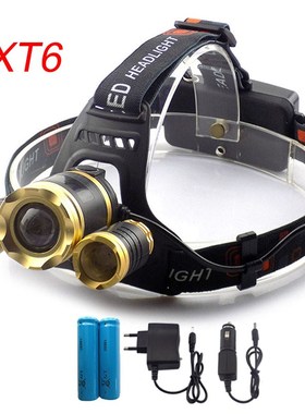 Super Bright T6 x3 LED Headlamp Zoomable Focus Frontale Head