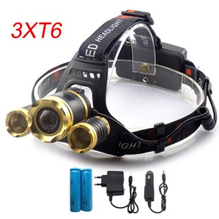 Super Bright T6 x3 LED Headlamp Zoomable Focus Frontale Head