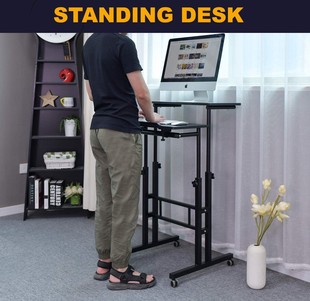 Portable Mobile Standing Desk Adjustable Computer Desktop Ro