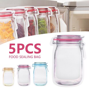 5pcs Reusable Mason Jar Bottles Bags Nuts Candy Cookies Bag