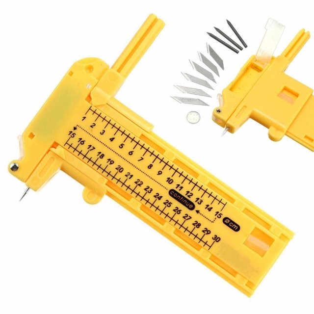 1pc Durable Compass Circle Cutter 1-30cm +6pcs Spare Blades