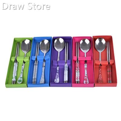 1 Set Chinese Chopsticks Spoon 适用于k Stainless Steel Reusa