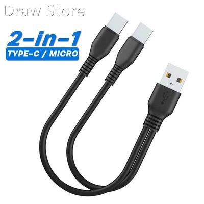 2 in 1 USB Type C Micro USB C Splitter Cable Charging For Tw