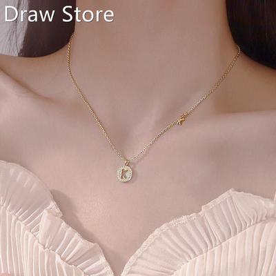 925 sterling silver round letter necklace for women with sim