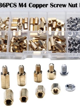 136pcs M4 Brass Spacers Stainless Steel Nut & Screw Thre