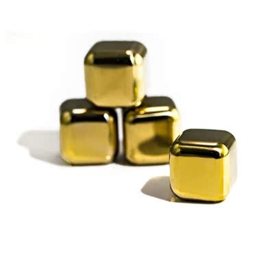 Reusable Golden  Ice Mold Whiskey Stones Ice Cubes Chilling