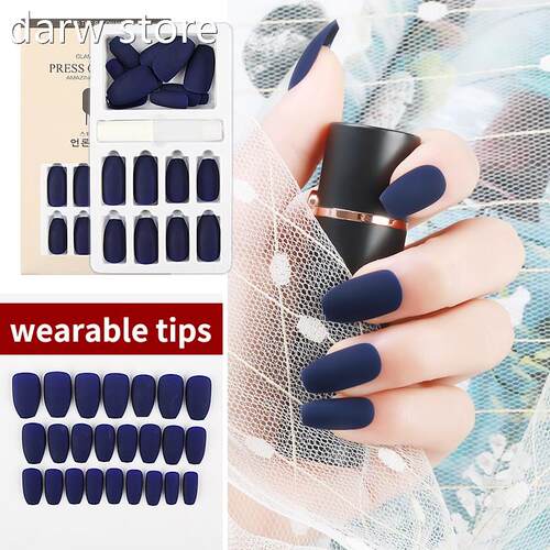 24PCSDetachabl e Coffin 1Fake Matet Tip Press On NailS sfor