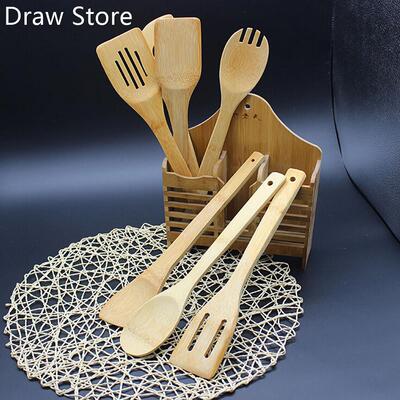 5 PCS 1 Set Bamboo Utensil Kitchen Wooden Cooking Tools Spoo