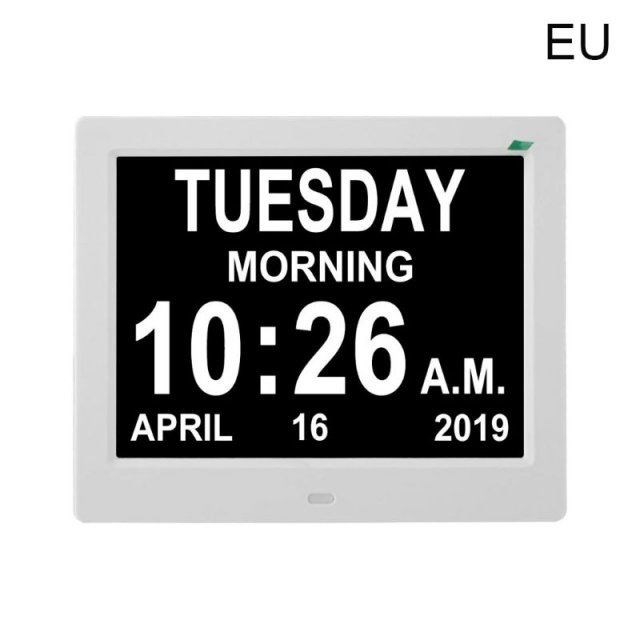 8Inch IPS Digital Clock Calendar With Date Day Reminder For