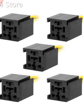 5pcs DC 12V/24V 80A 4 Terminals Relay Socket Harness Connect