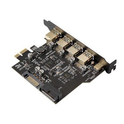 PCE6U1C-R01 Riser Card, 4-Port USB 3.0 Type-C 19Pin Expansio