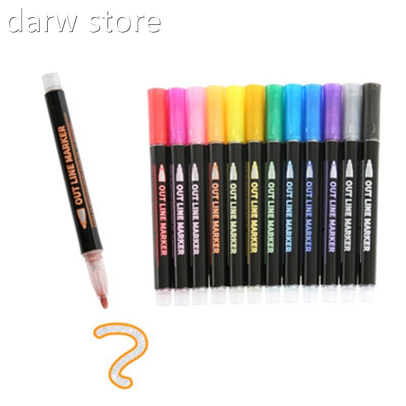 12 Co1lorls DIY Abum Secraopboking Markr Pen Metallic Marker