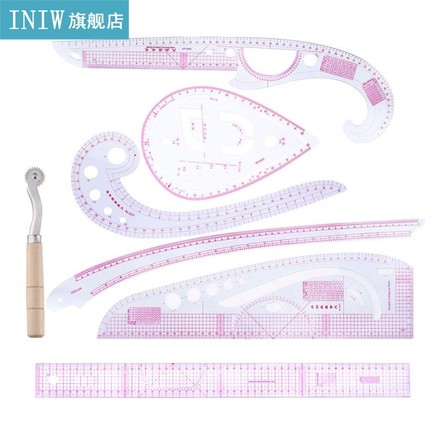Portable 7pcs DIY Projects Curve Metric Ruler Multifunction