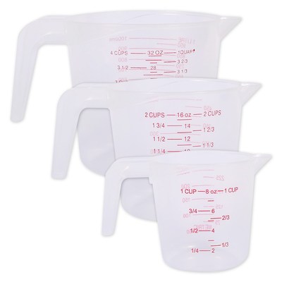 3pcs Plastic Measuring Cup Jug Spout Surface Kitchen Measure