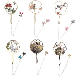 1pc Metal Bookmark Chinese Style Color Tassel Retro Book Mar