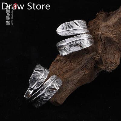S925 sterling silver Goro Takahashi feather ring men and wom