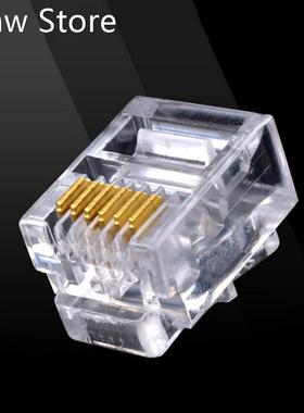 100Pcs 6P6C RJ12 Crystal Head Modular Plug Gold Plated Netwo