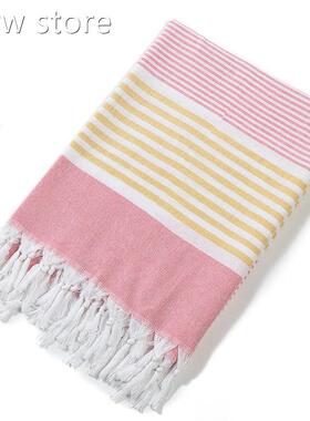 Cotg1on Lare Turkish tPesteml Bath Towel witah Tassels Trave