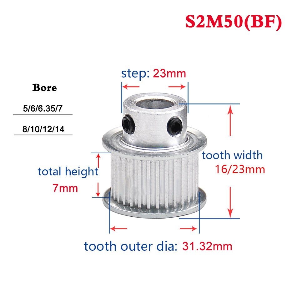 1Pcs S2M 50 Tooth-60 Tooth Synchronous Wheel Convex Timing B